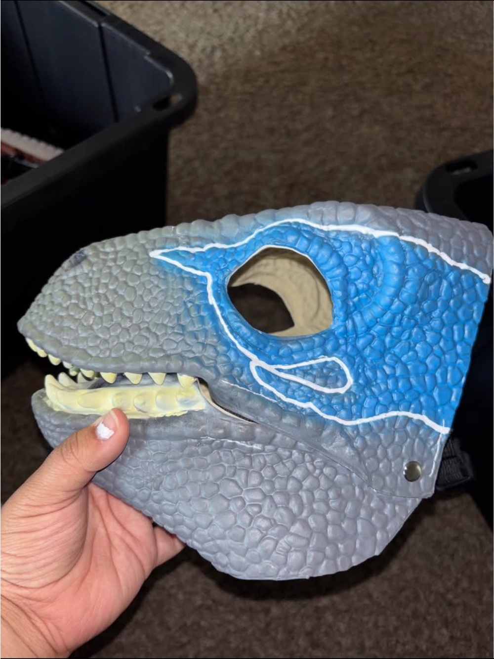 Velociraptor Jurassic Park Blue Dinosaur Dino Rubber Mask Raptor